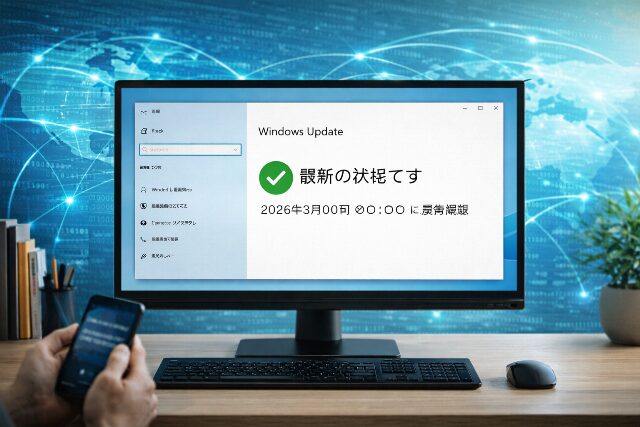 2026年3月現在のWindows Updateが最新状態であることを示すパソコン画面