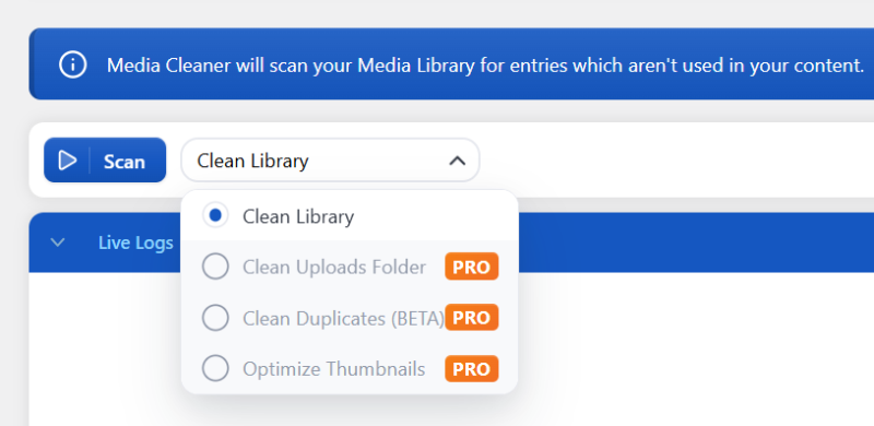 mediaCleanerのスキャン画面